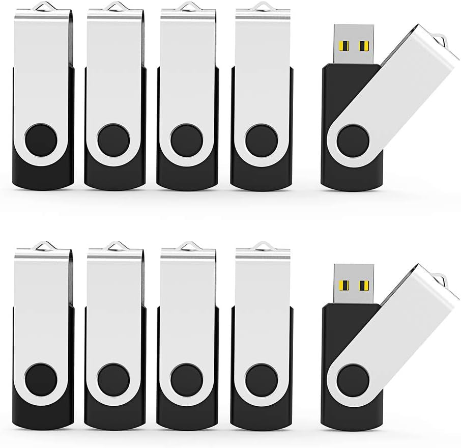 2GB Flash Drives 20 Pack 2GB USB Flash Drive Bulk USB 2.0 Thumb Drives Swivel Zip Drive (2 GB, Black)