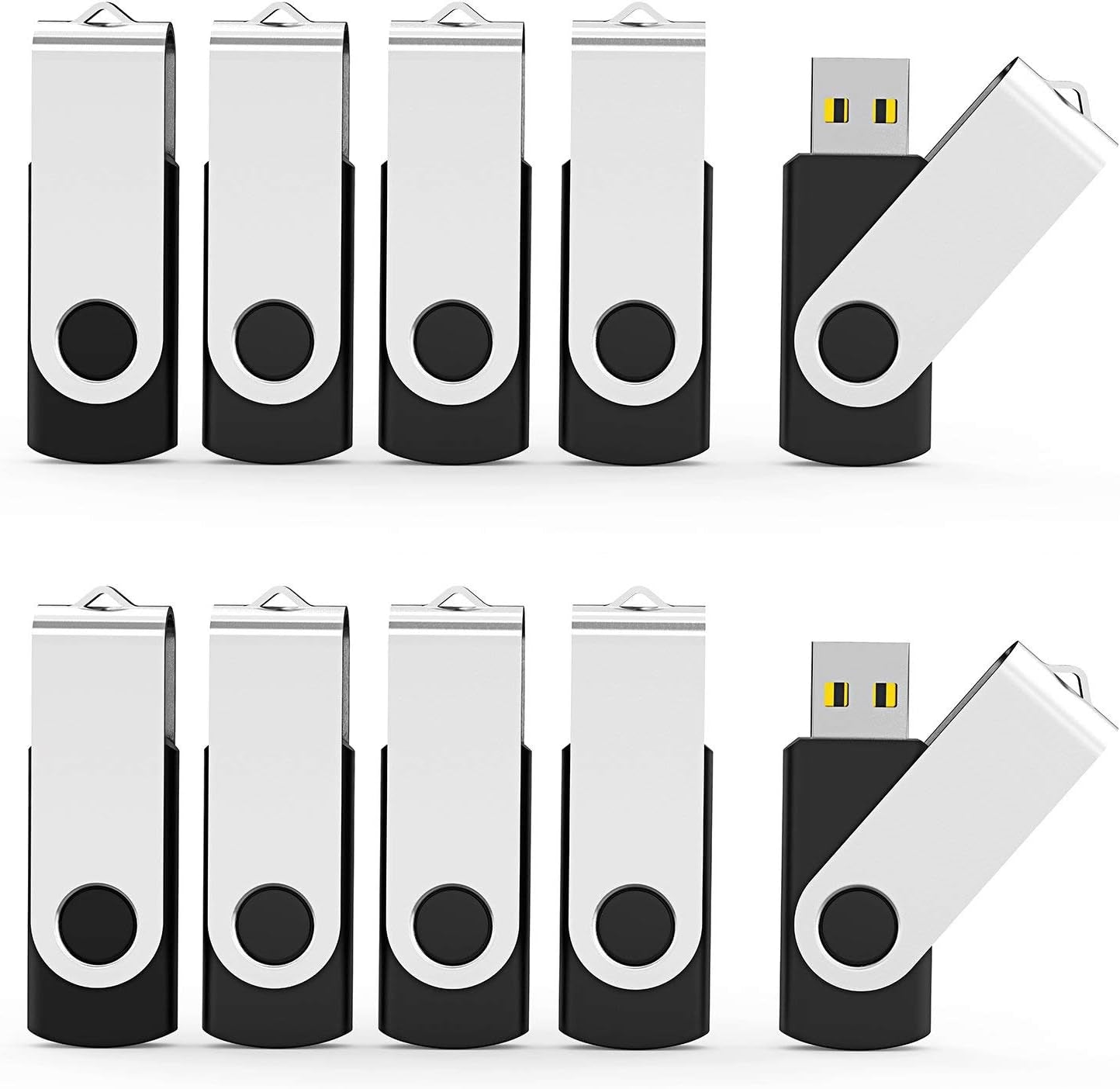 Flash Drives 32GB,  20 Pack 32 GB Flash Drive Bulk USB Flash Drives 32GB USB 2.0 Thumb Drive Swivel Memory Stick USB Drive (32GB, Black)